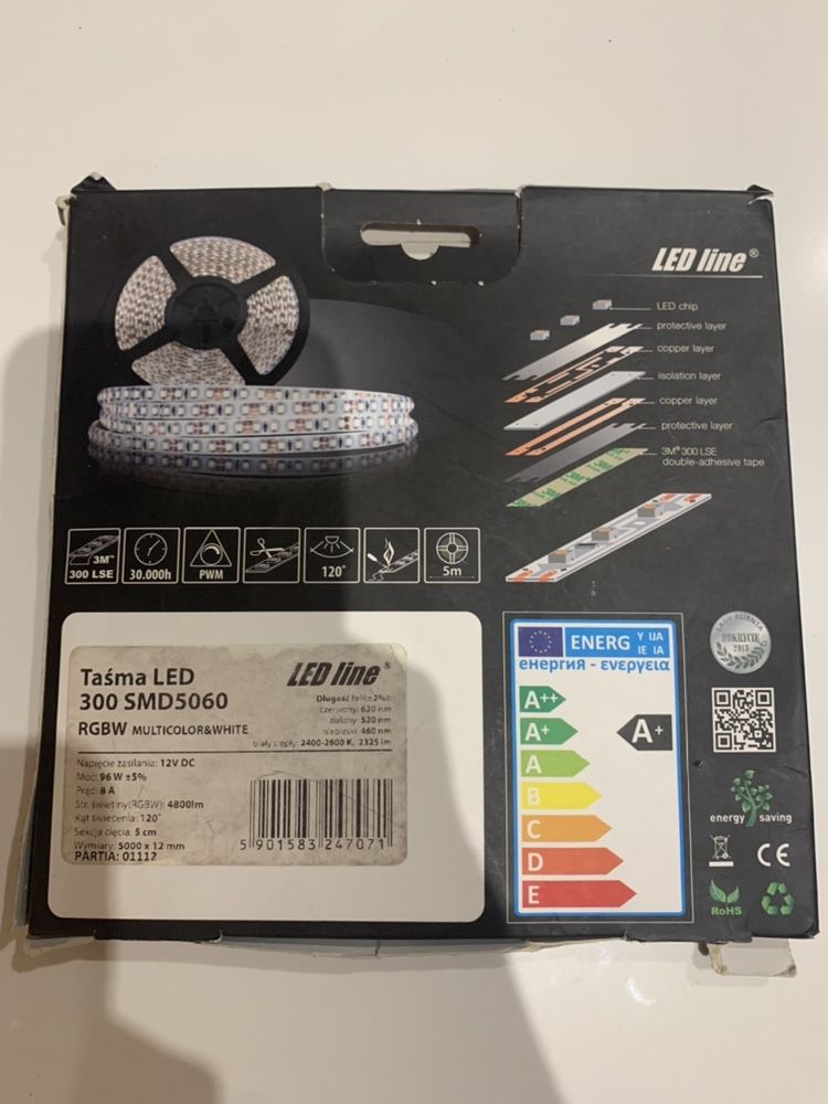 Taśma LED 300 SMD 5060, kolor+biały 5 m NOWA