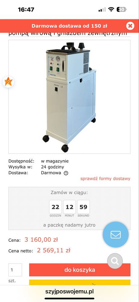 Stol prasowalniczy + wytwornica pary Comel