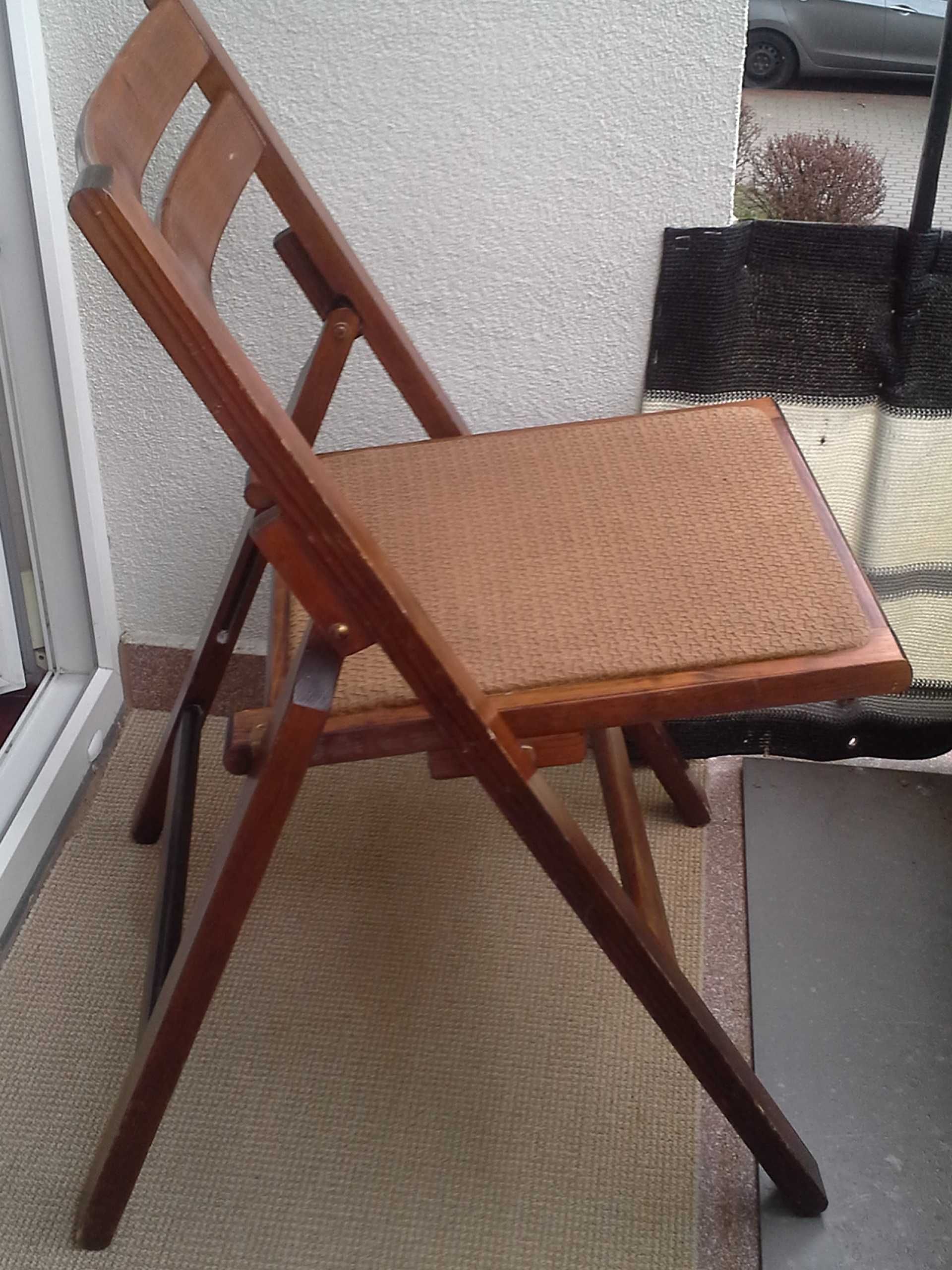 Krzesło składane drewniane, Fabr. Mebli Giętych Jafameg, krzesło z PRL