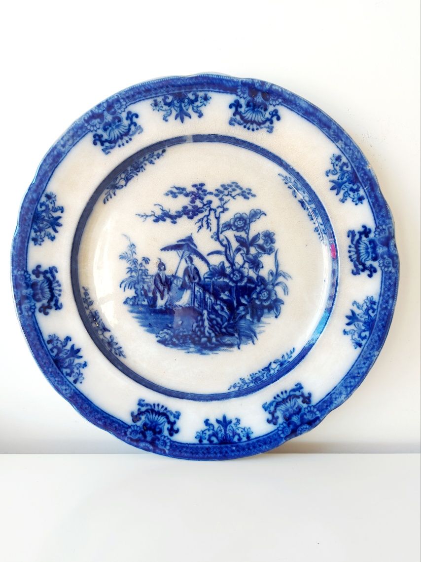 45cm Grande prato em porcelana inglesa do Século XIX