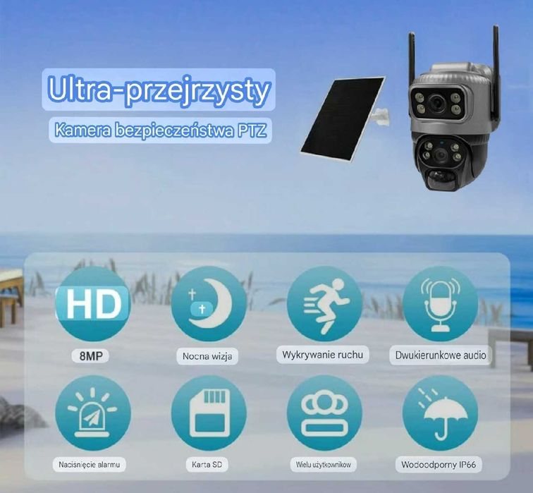 Kamera Solarna 4G na kartę SIM 8MP Obrotowa IP66