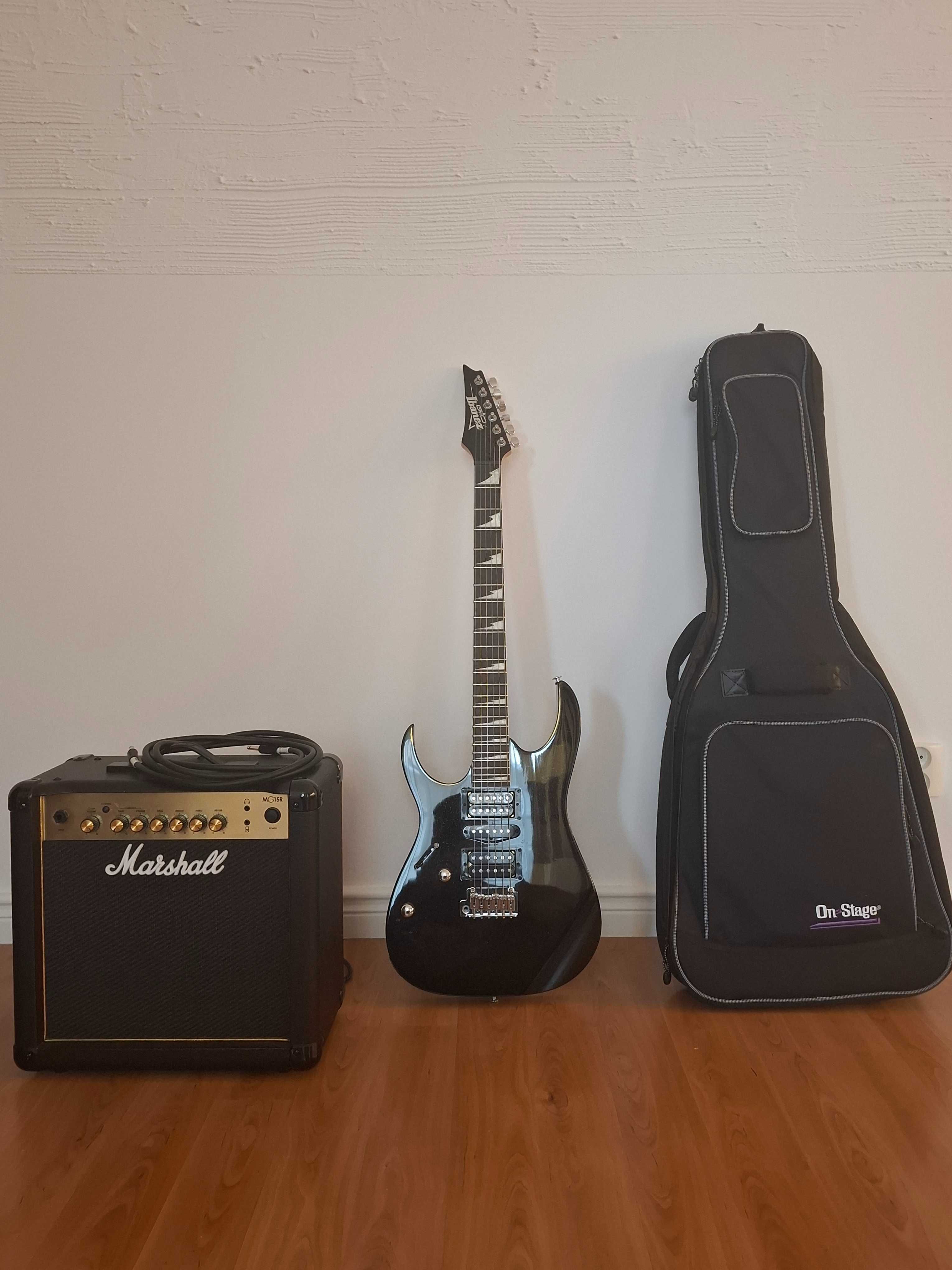 Gitara Leworęczna IBANEZ GRG + piecyk Marshall + pokrowiec + kabel