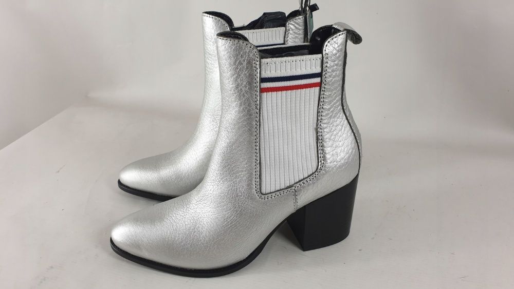 TOMMY HILFIGER BOTKI skórzane kozaki nowe PÓŁBUTY R.38