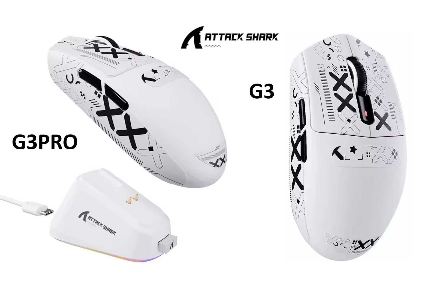 Ігрова мишка Attack Shark G3/G3PRO PAW3311 25000DPI 1000Гц White