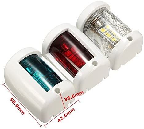 Luzes de navegação -vermelho, verde e branco- 112,5º e 135º - Barco