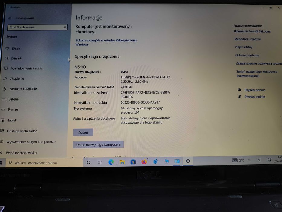Laptop Dell Inspiron N5110 i3-2330M, RAM 4GB, HDD 600 GB, Win10