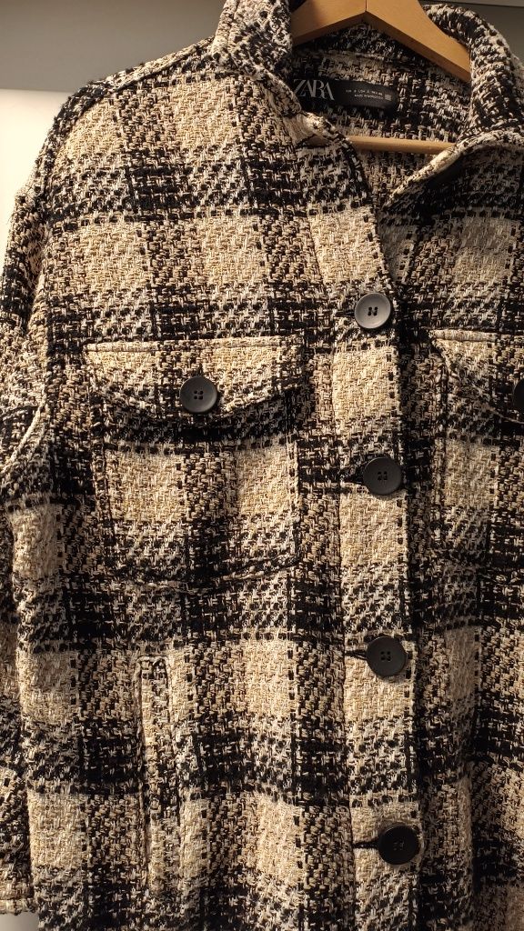 Kurtka koszulowa 70% bawełny szaket w kratę r. S Zara