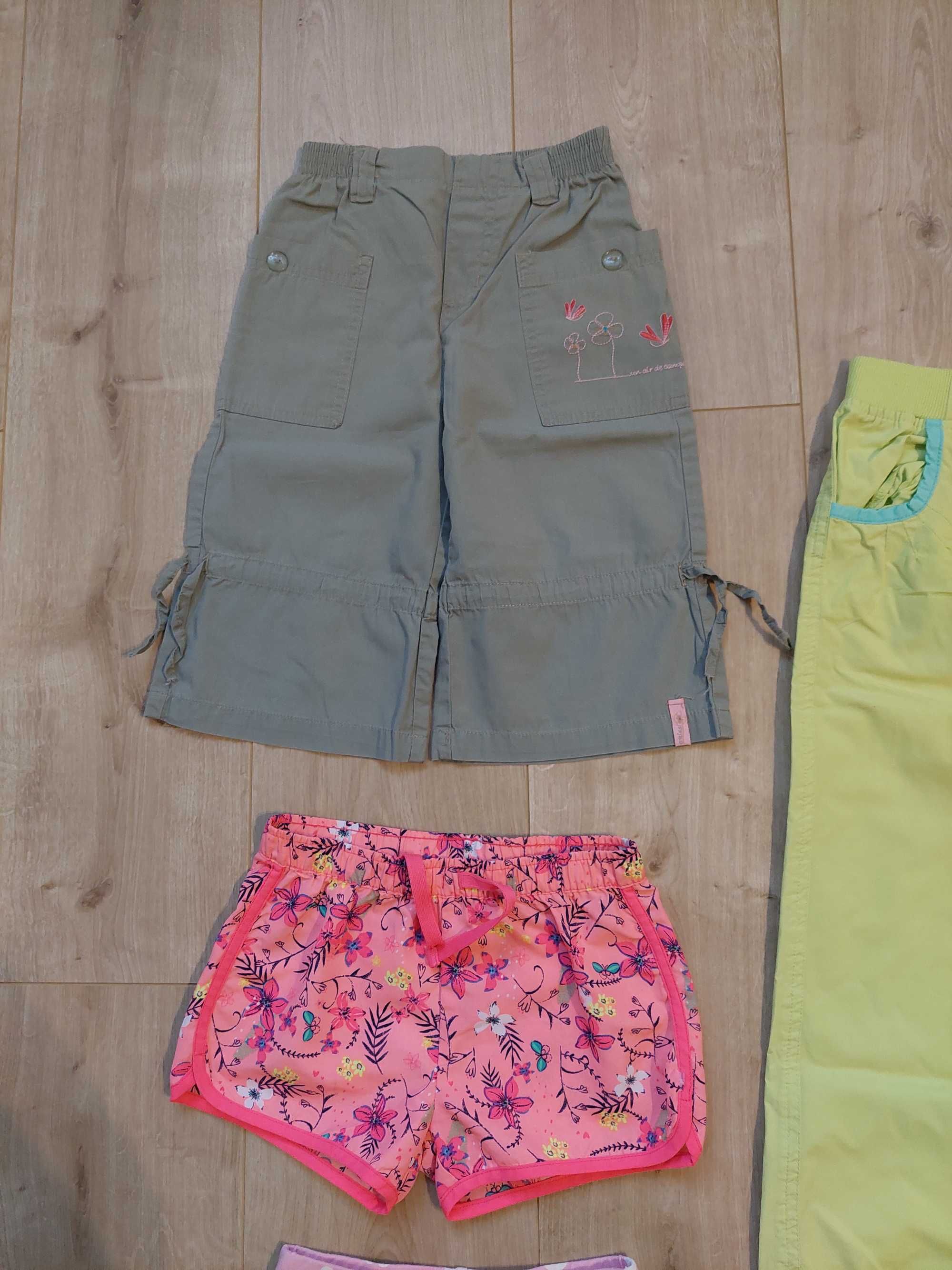 Spodnie, spodenki dziewczęce,zestaw 4 sztuk,110-116,bdb, 5-10-15