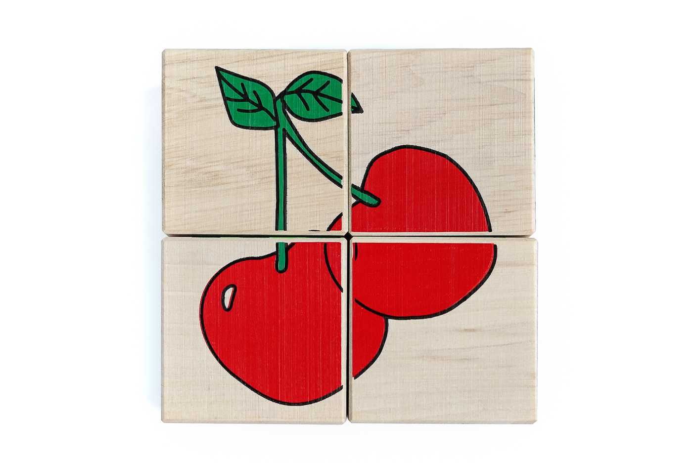 Drewniane klocki Titusia puzzle obrazki Owoce i Jagody z drewna