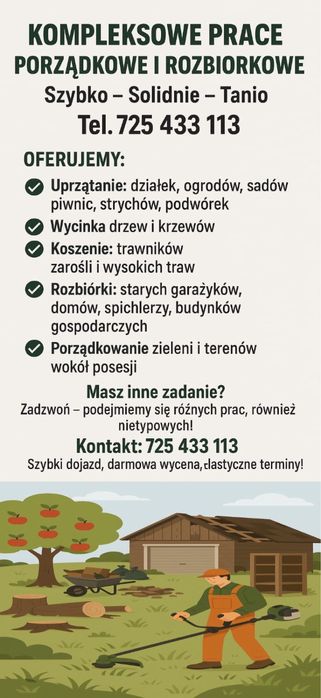 Rozbiorki /wycinka drzew /prace ogrodnicze