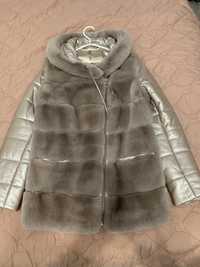 Женская зимняя куртка натуральный мех + кожа.