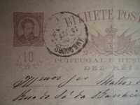 Bilhete Postal , Ano  1887 , Selo Impresso  D. Luis