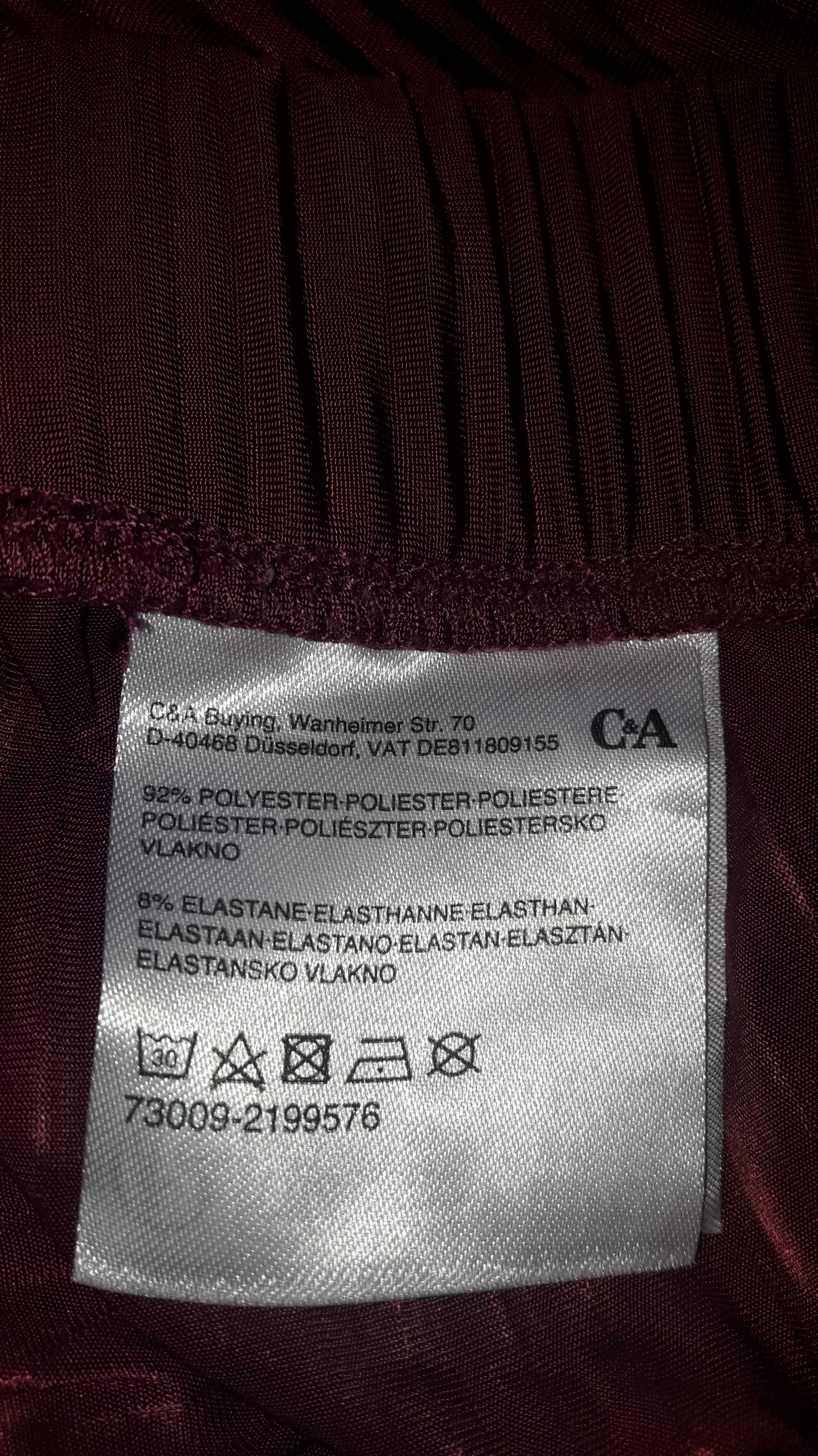 C&A Spódnica plisowana bordowa roz. 42