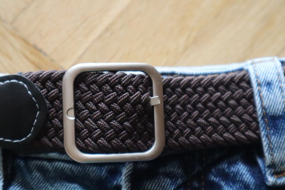 Pasek pleciony brązowy 105 cm