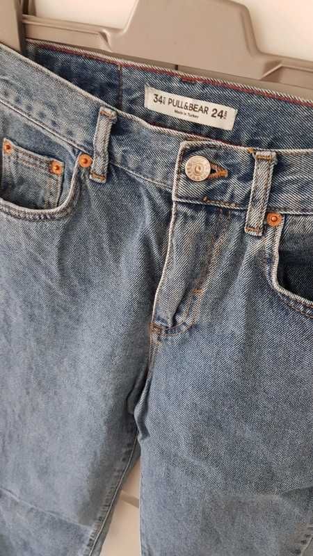 dżinsy boyfriend mom niebieskie spodnie dżinsy oversize