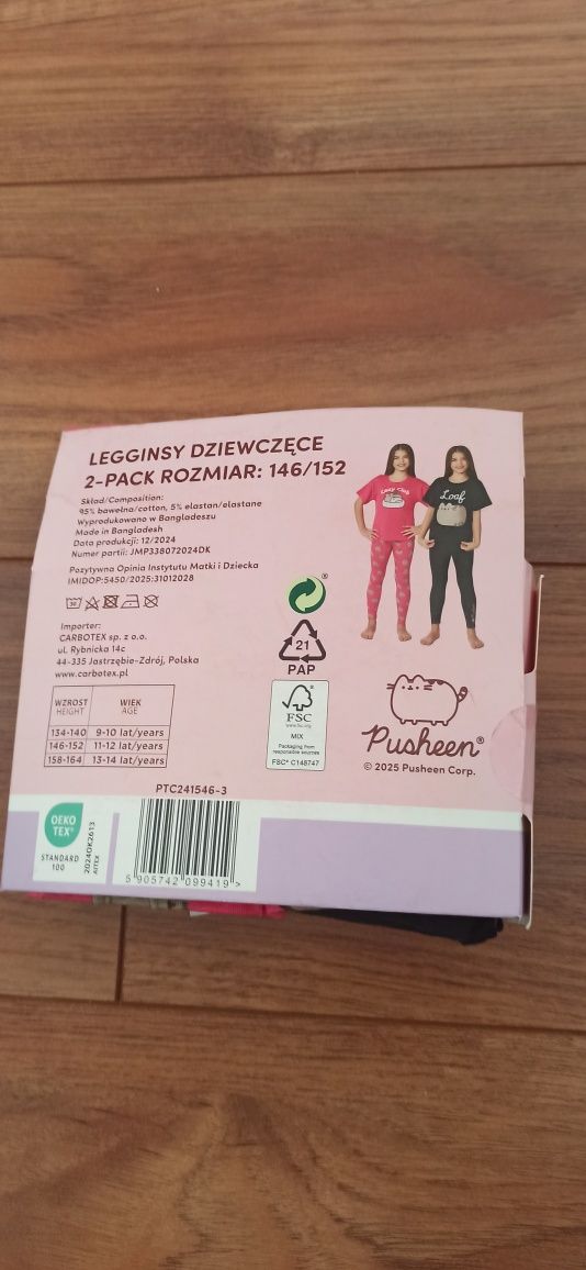 2 pary legginsów Pusheen 146/152