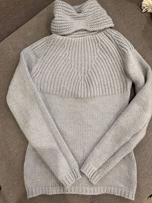 Серый голубой шерстяной свитер теплый гольф кофта шерсть натуральний