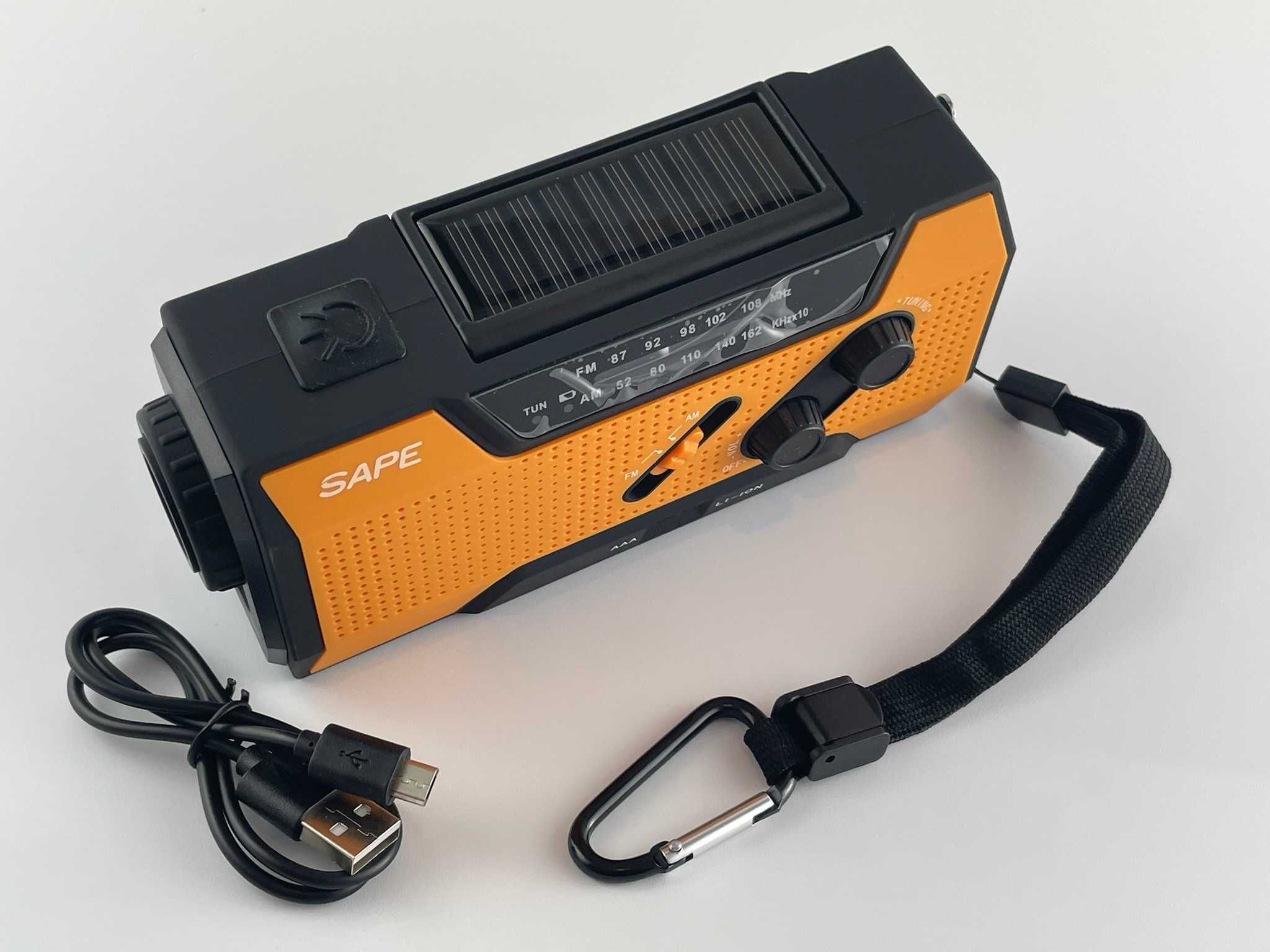 Radio awaryjne Sape – solarne, dynamo, latarka LED (A103)