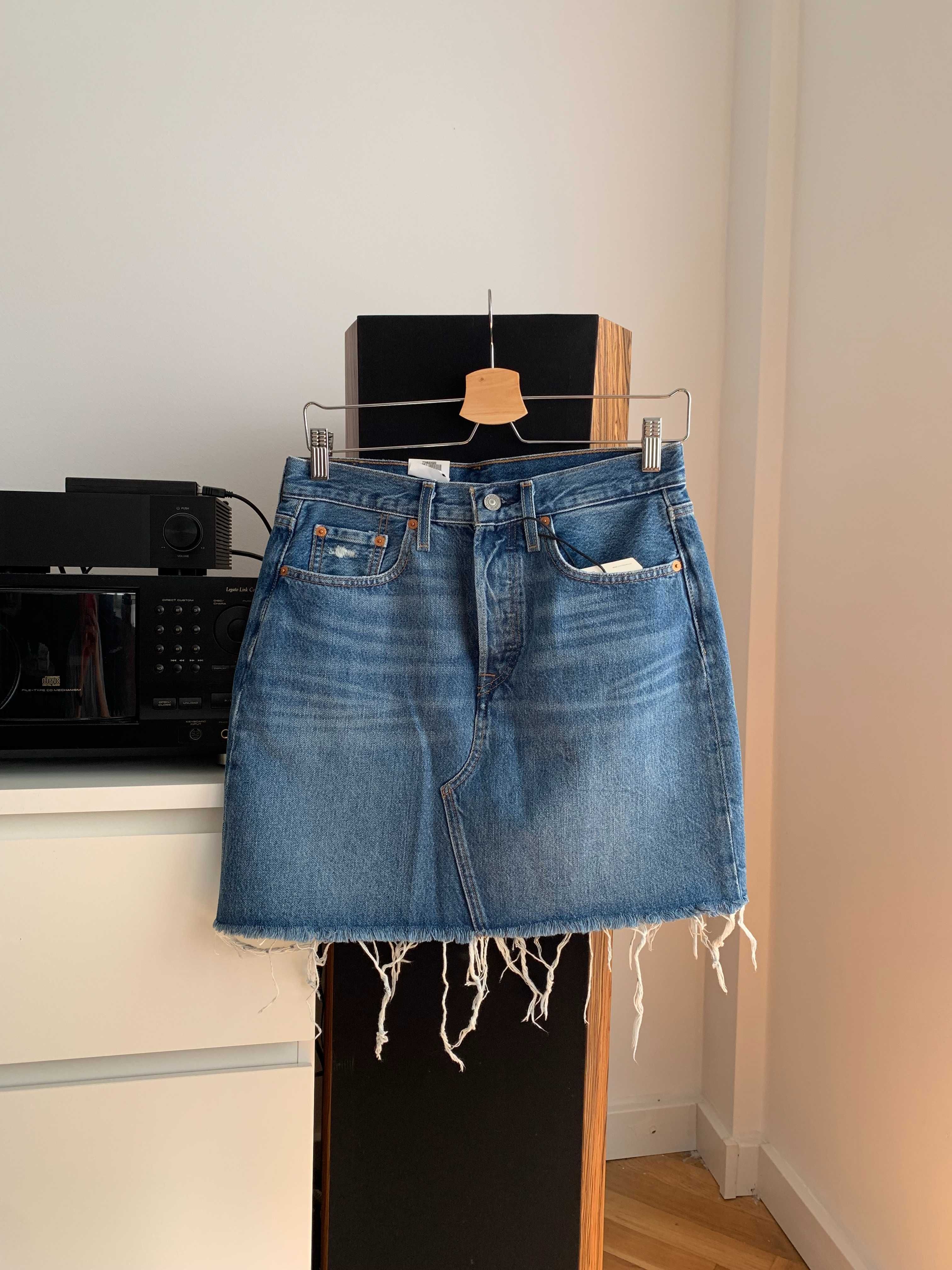 Levis High Riss Deconstructed skirt spódnica jeansowa 29