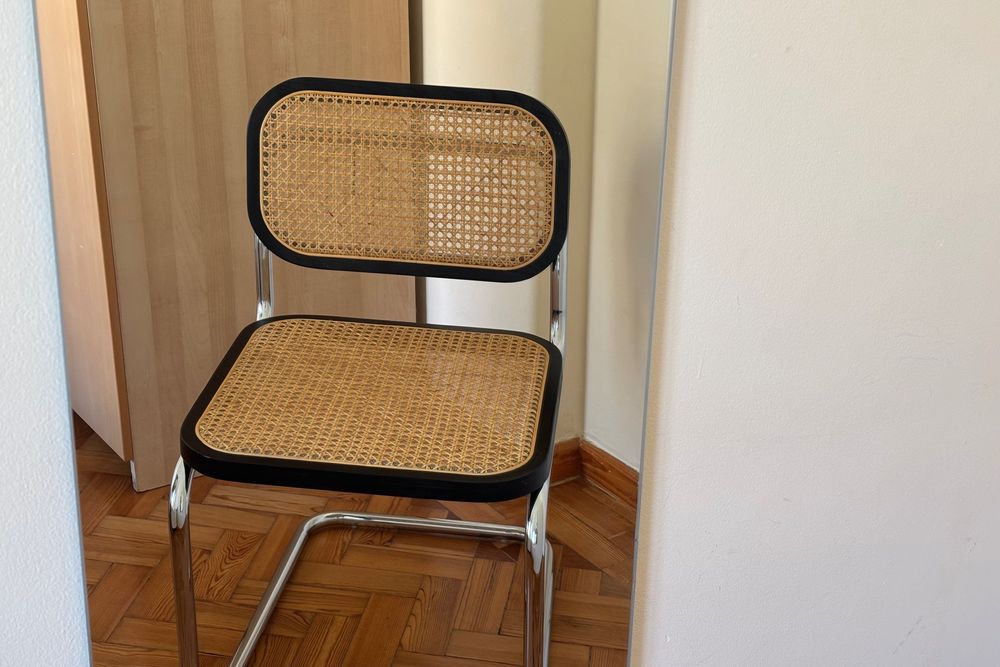 Cadeira de Jantar/Escritorio Preta "TENTO" em rattan da SKLUM