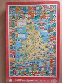 Puzzld Historyczna mapa Anglii i Walii, 1500 elementów, Made in UK