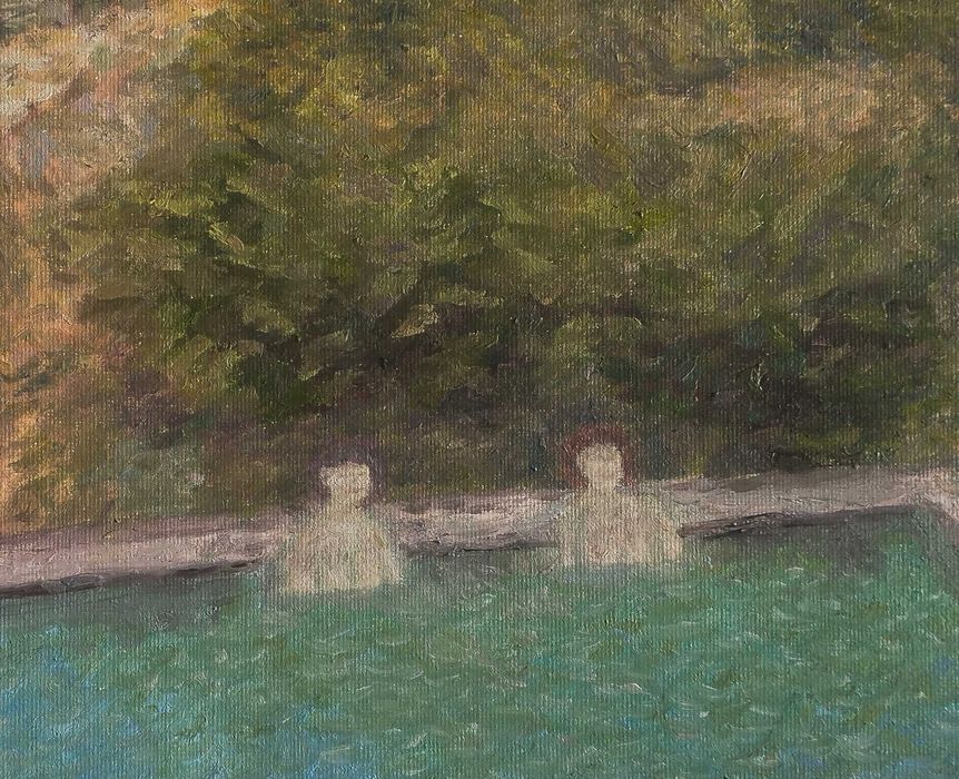 Cypryjskie łaźnie - obraz na tablicy malarskiej, olej