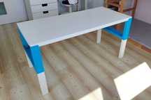 Biurko IKEA PAHL 58x128 niebieskie z regulowana wysokością