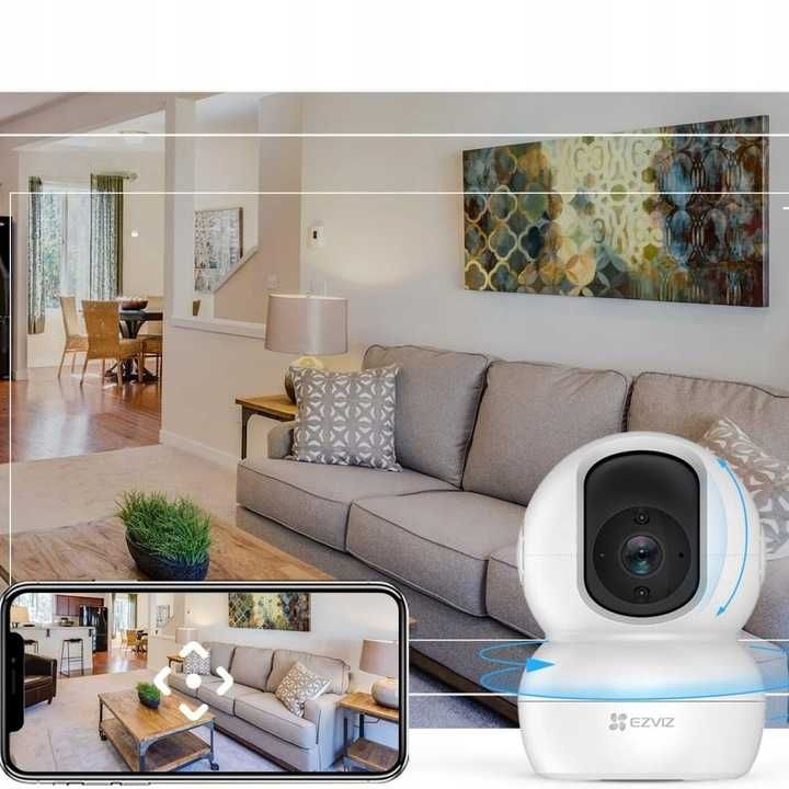 Kamera Domowa z Głośnikiem WiFi Obrotowa Wewnętrzna na Karte SD 1080p