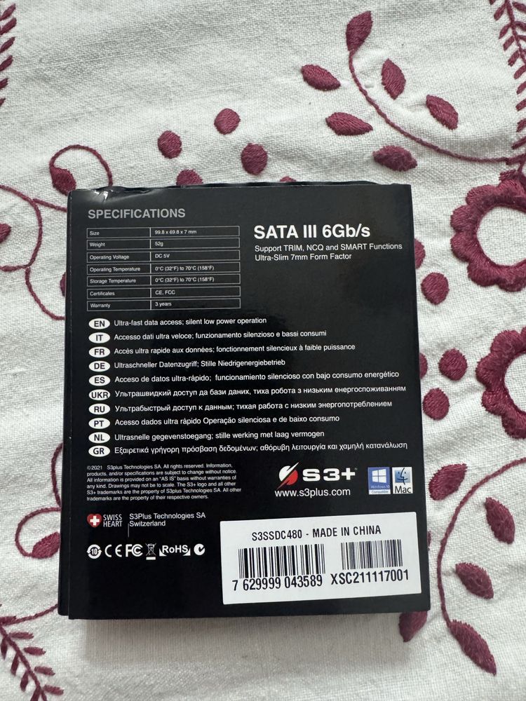 SSD S3+ 480GB SATA III 6Gb/s