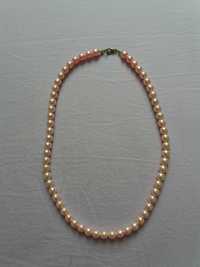 Naszyjnik różowe cieniowane sztuczne szklane perły 52cm