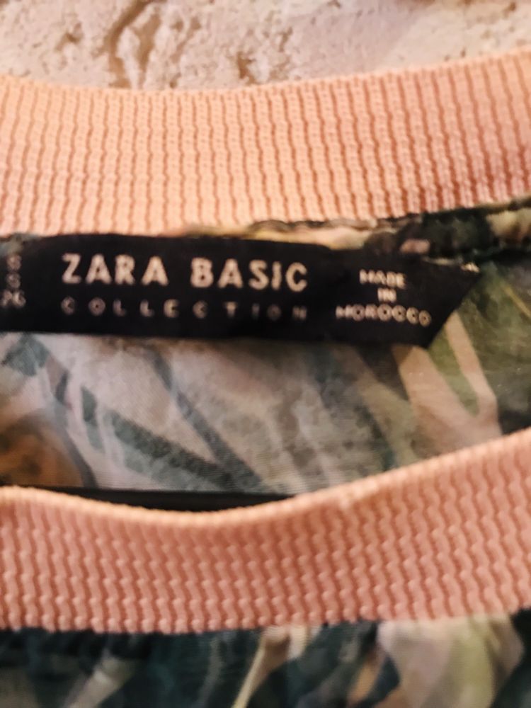Bluzka Zara hit z organzy  PRINTED ORGANZA TOP przezroczysta modna S