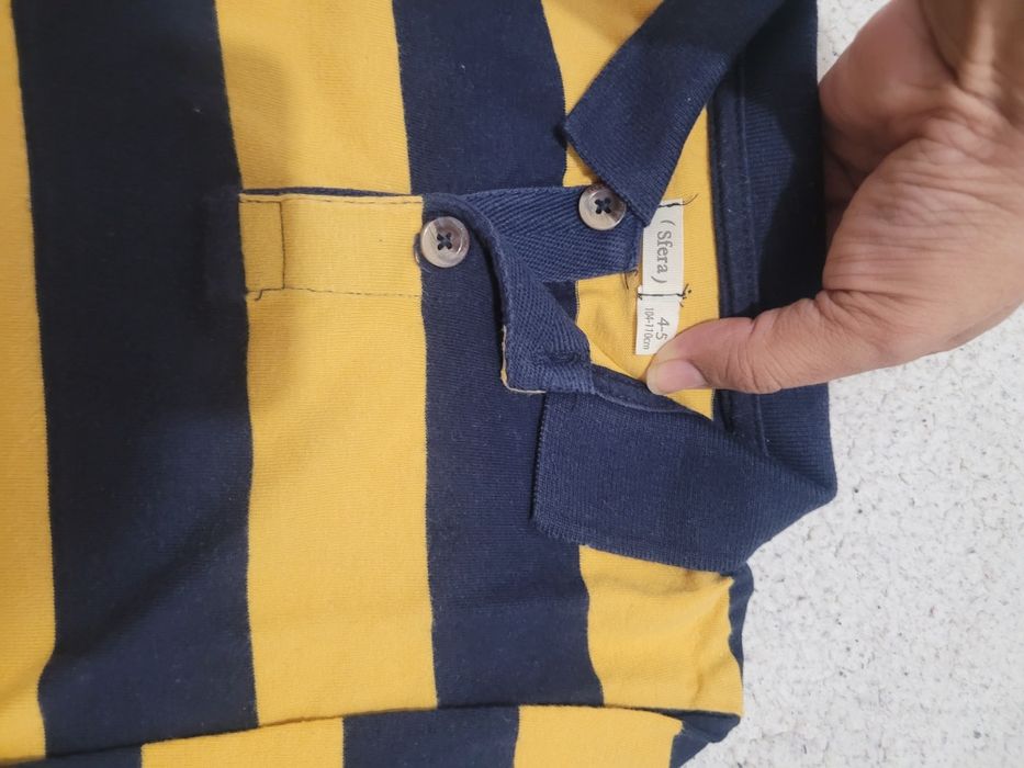 Polo riscas amarelo e azul Sfera 4-5 anos (104/110 cm)