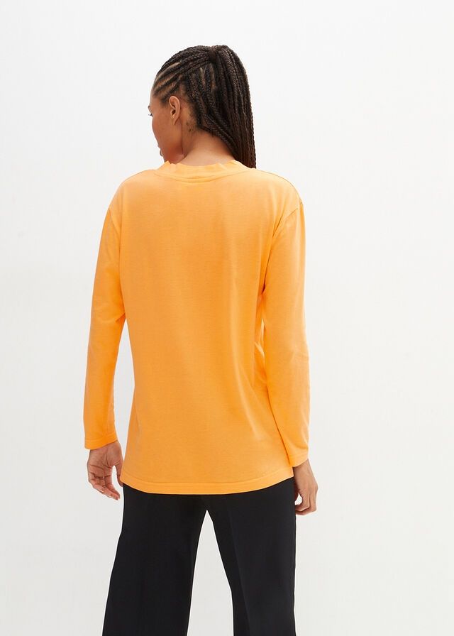 B.P.C t-shirt damski długi rękaw pomarańczowy ze stójką r.44/46