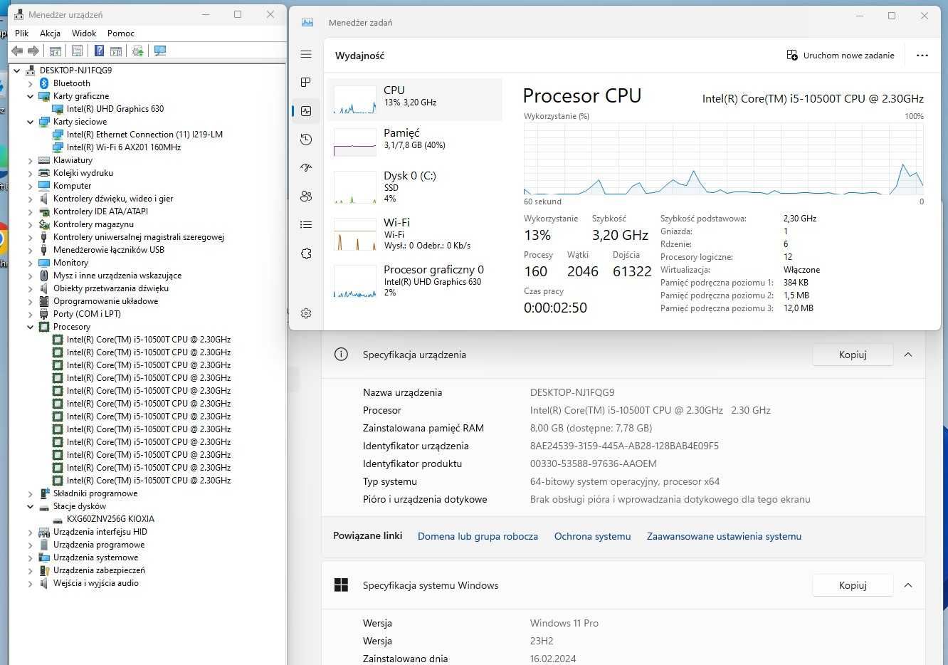 DELL Optiplex 3090 Micro i5-10500T 8GB DDR4 256GB NVME WiFi W11Pro