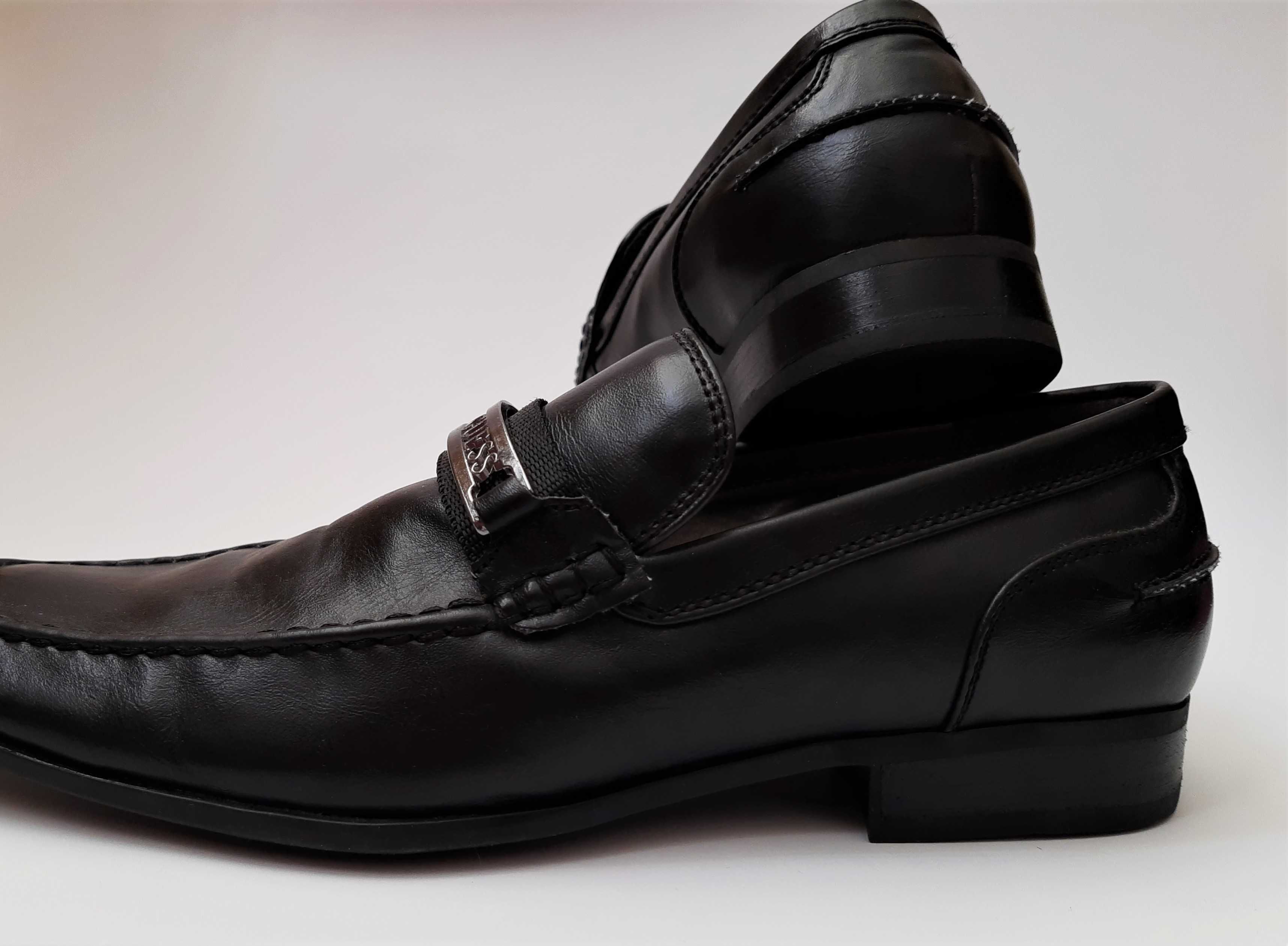 Guess Eleganckie Buty Półbuty Wsuwane Mokasyny Męskie Czarne