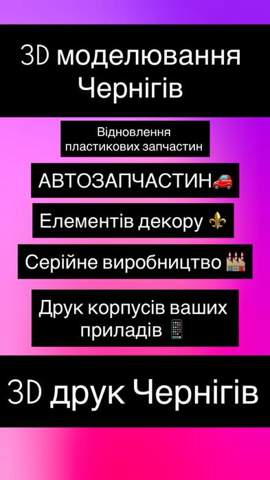 3Д друк Чернігів 3D печать Чернигов
