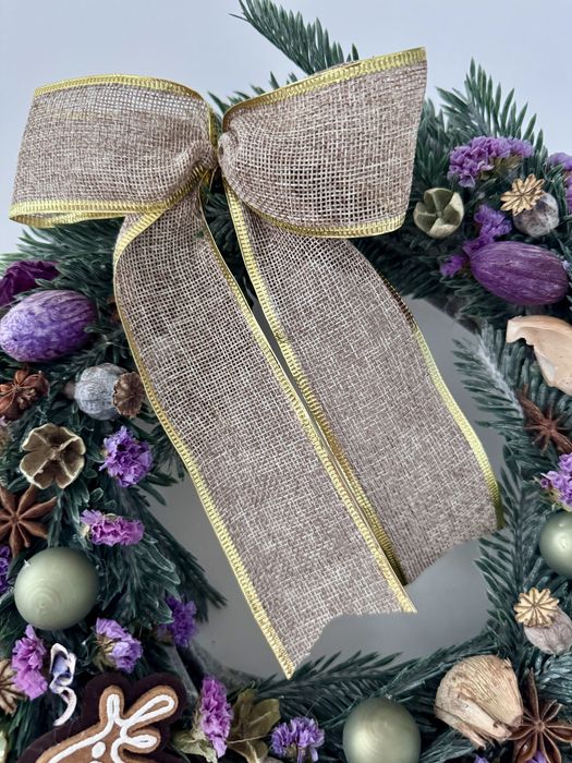 Wianek świąteczny renifer fioletowo-zielony