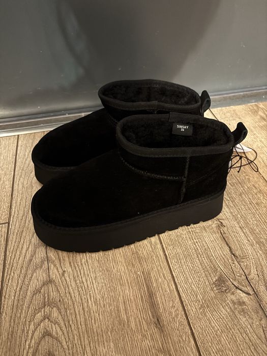 Skórzane botki śniegowce skóra 36  sinsay ugg