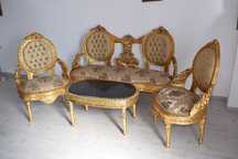 KRÓLEWSKI Komplet Mebli - Kawowy - Wypoczynek Sofa + 2 Fotele + Stół