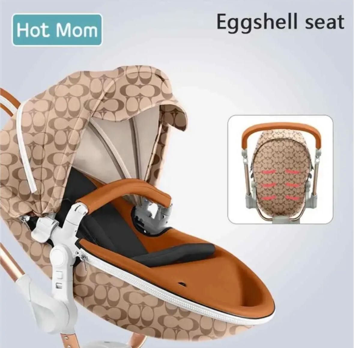 Оригінальна дитяча коляска 2в1 Hot Mom New 360 Light Brown