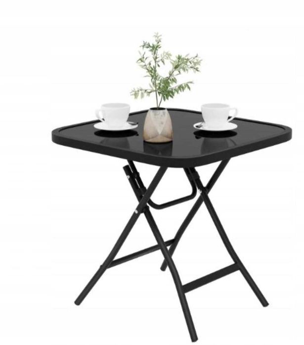 Stolik Kawowy Ogrodowy Tarasowy Turystyczny Woltu Metal+Szkło Hartowan