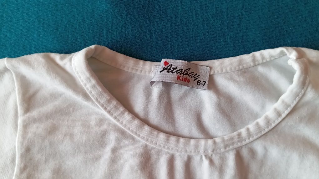 2x koszulka z długim rękawem - longsleeve, kot + cekiny, rozmiar 116