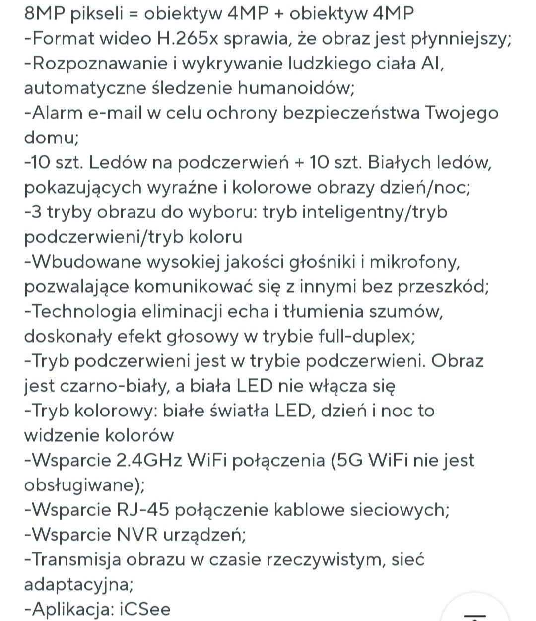 Kamera wifi 360 monitoring karta pamięci