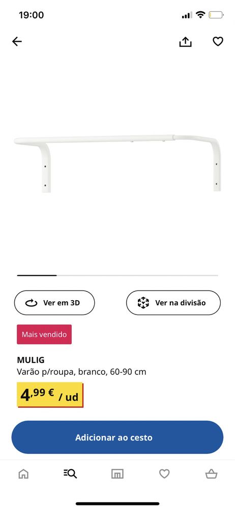 Varão MULIG IKEA novo