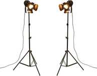 Zestaw 2x Industrialna czarna lampa stojąca - kabel 5 m