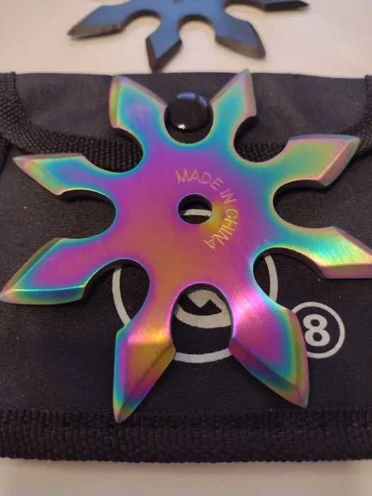 Gwiazdka Nóż Shuriken Ninja Do Rzucania rainbow i czarna