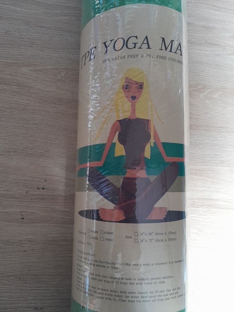 Mata do jogi 183x61cm 6mm zielona yoga matte z pokrowcem