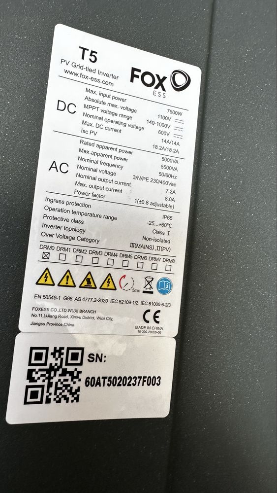 Falownik FOX ESS T5 – 5kW | Stan idealny, Jak nowy
