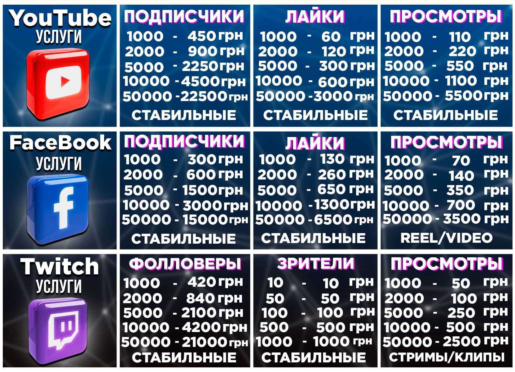 Подписчиков ТикТок, Instagram, YouTube, Телеграм, Discord Раскрутка