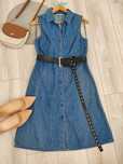 Sukienka damska koszulowa jeansowa midi cotton niebieska kropki TU M